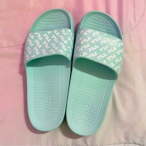 fila teal mint sandals EUC